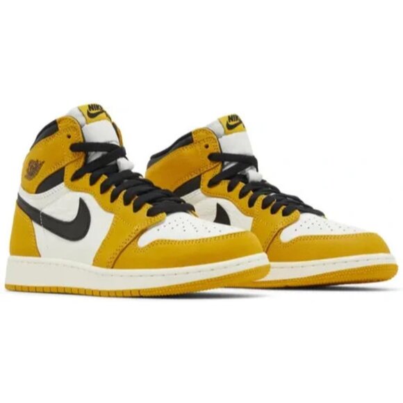 Air Jordan 1 Retro High OG GS 6.5Y Women 8 Yellow Ochre/Black-Sail FD1437 701 - Picture 1 of 11